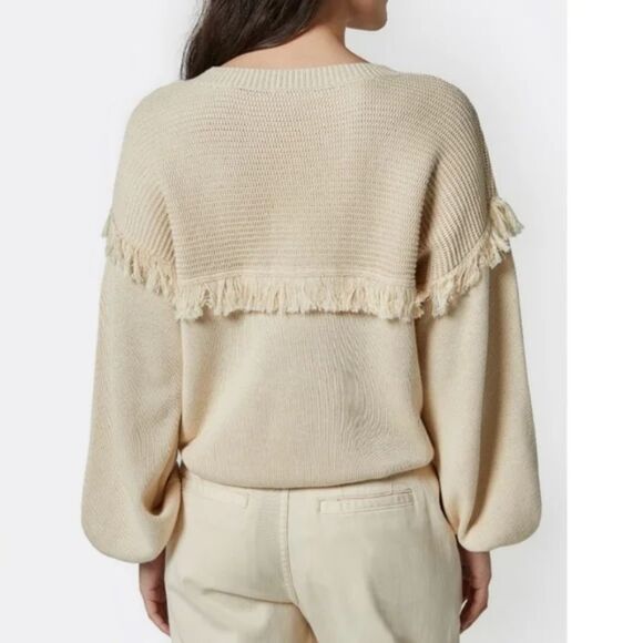 Joie Angelia Fringe Cotton Cashmere Sweater Large NWT - Picture 9 of 11